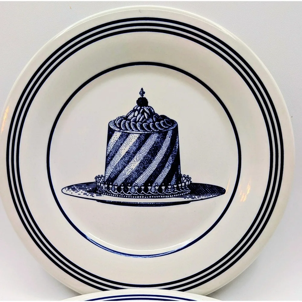 Williams Sonoma Careme Dessert Plates Set of 4 Blue White Pastry England 9 Inch